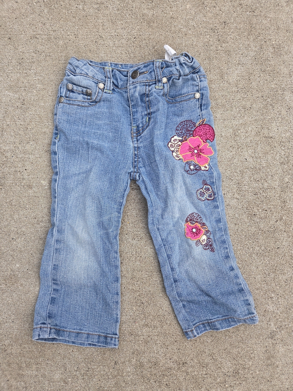 Cherokee Light Blue Jeans with Pink Floral Embroidery